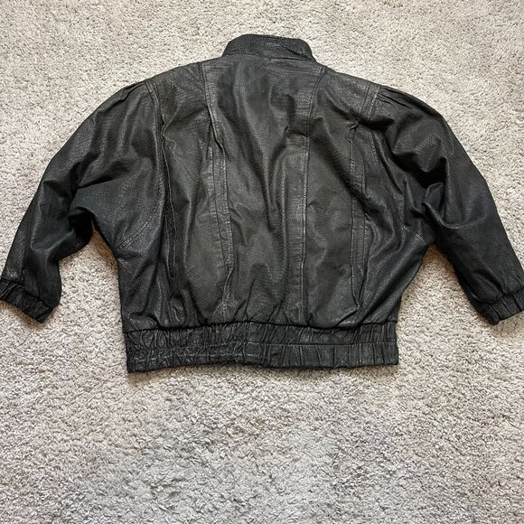 Vintage Pelle Leather Jacket Medium Black Dolman Sleeve Oversized - Picture 3 of 12